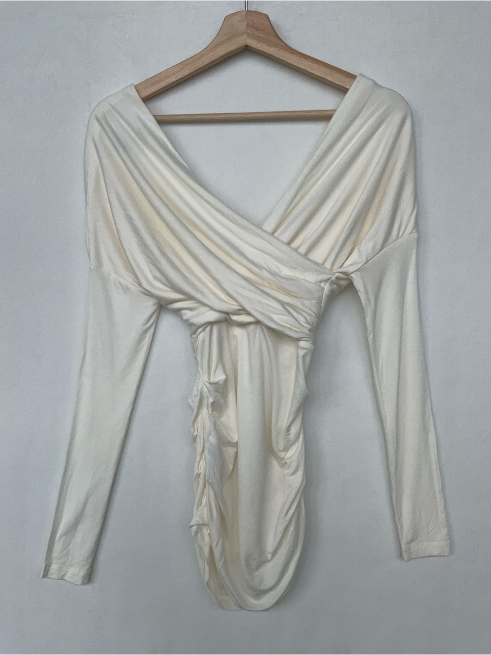 Modern Citizen Cream Wrap-Front Long Sleeve top